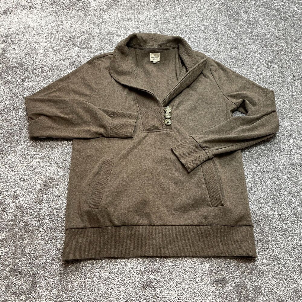 Banana Republic Sweater Womens Large Brown Buttons Pocket Sweatshirt Jacket Top